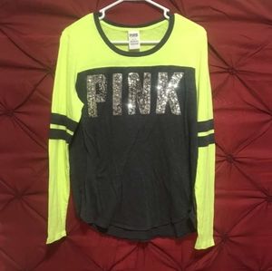 Pink sparkle long sleeve tee